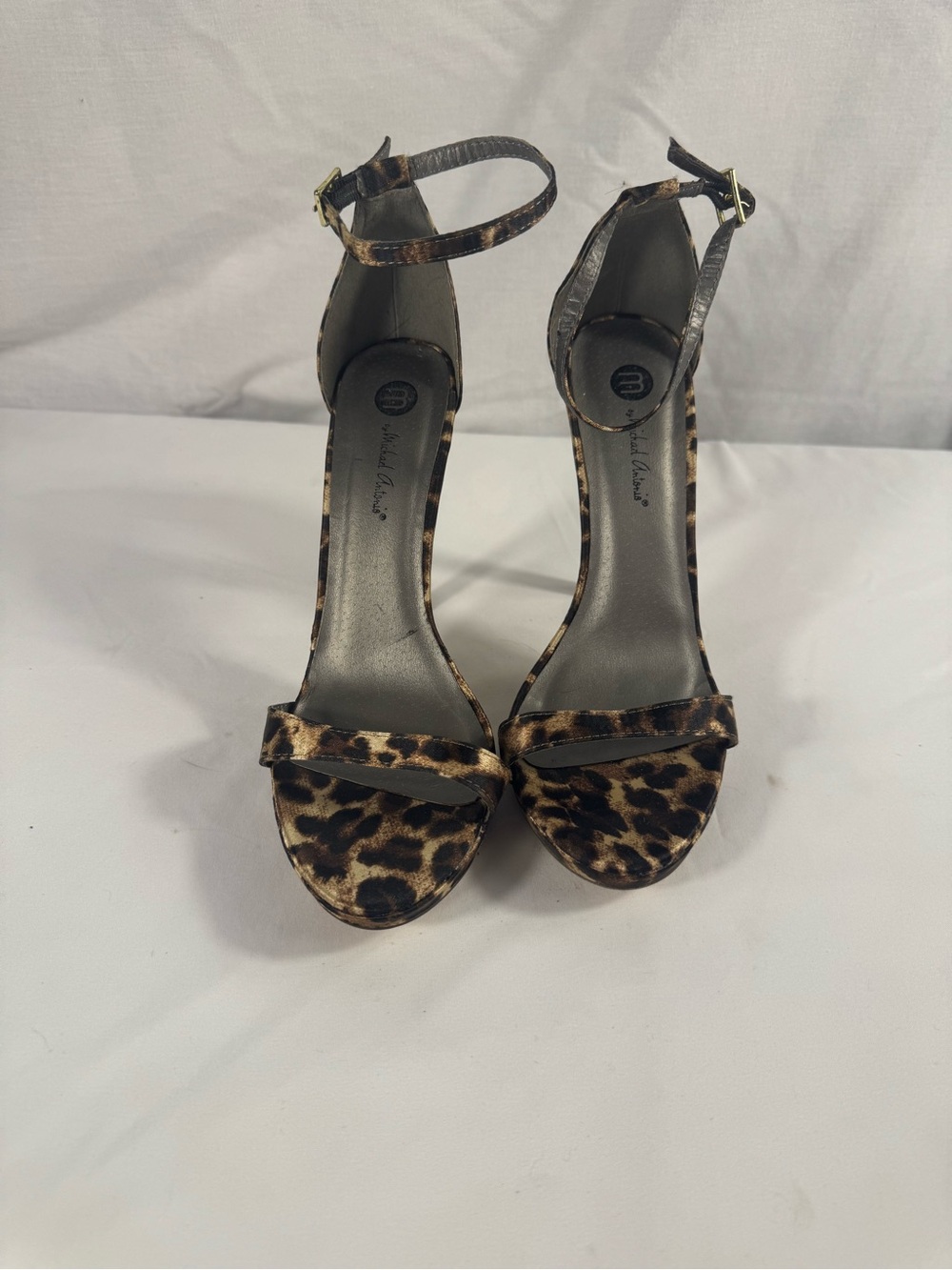 Michael Antonio Animal Print Ankle Strap Stiletto Sandals - Women's Size 8